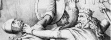 «Брайан Бороимхе в битве при Клонтарфе», гравюра 19-го века Сэмюэля Уотсона, позывной PD HP (1014) 6, © Национальная библиотека