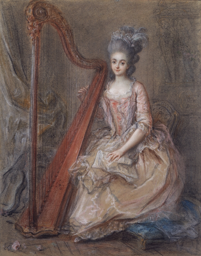 Francois Guerin, Mme. de Genlis Playing a Harp, 1791